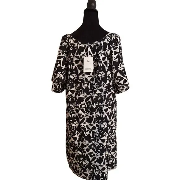 Free Assembly Women's Black & White Floral Mini Dress Short Sleeve - Picture 5 of 6